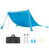 VEVOR Beach Tent Sun Shelter, UPF50+ Sun Protection, 2 M Tall, 3.4 X 3.4 M, Easy Pop Up Beach Canopy with Sandbags, Stability Poles, Sand Shovels