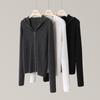 Cardigan cu glugă 100% cașmir pentru femei - Casual, Uni, Pulover tricotat cu fermoar pe jumătate