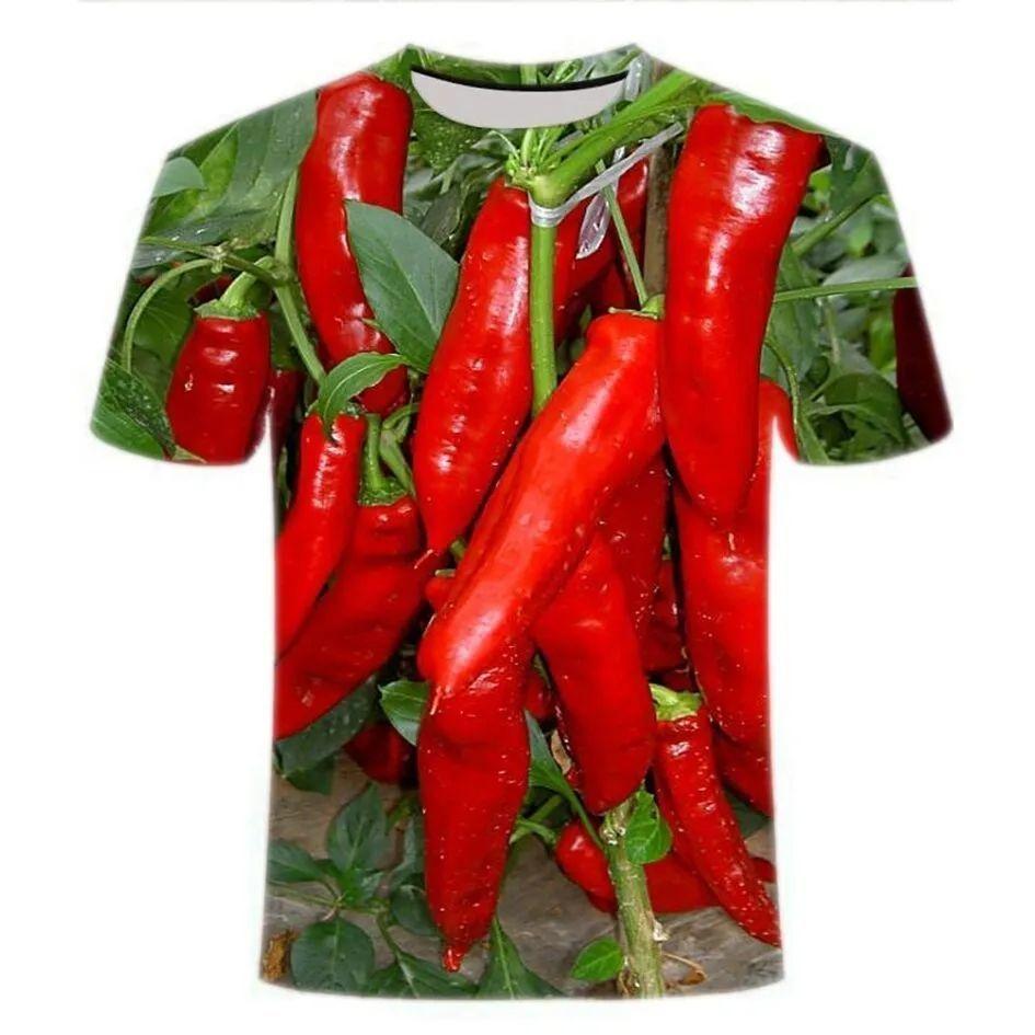 

Summer Round Neck Chili Pattern 3D Print Top Fashionable Casual Short Sleeved Men s and Women s Unisex T-shirts XS