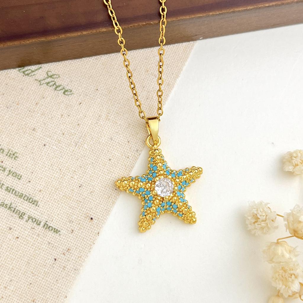 Necklace Ocean Wave Sea Star Oyster Necklace Accessory Women's Simple Design Accessory