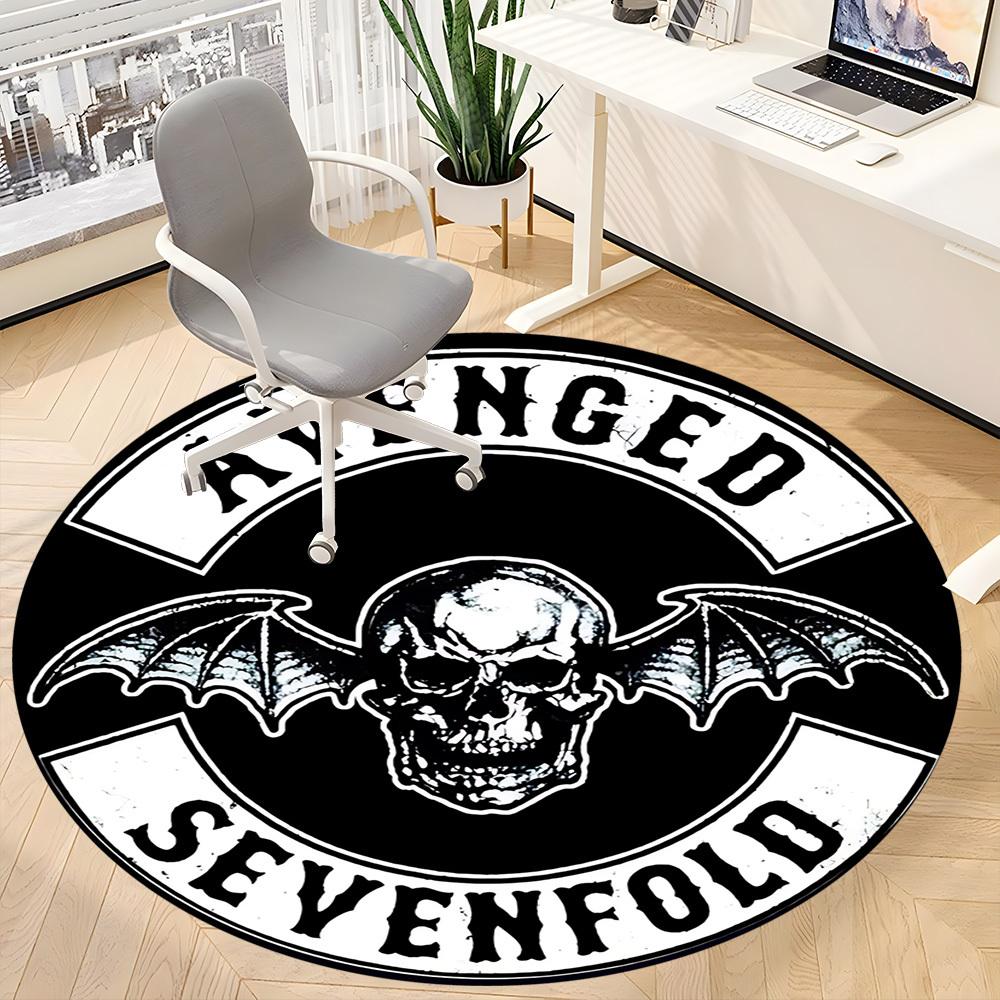 1pc Metal Skull Office Round Area Rug, Indoor Mat Suitable For Office, Under Office Chairs Bedroom Living Room Home Decor, Room Deco