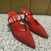 Fashion 2025 Luxury Pearl Summer Women Party Shoes Pointed Toe Slingback Red Wedding Bridal Sandals Sexy Nightclub Sandalias Mujer