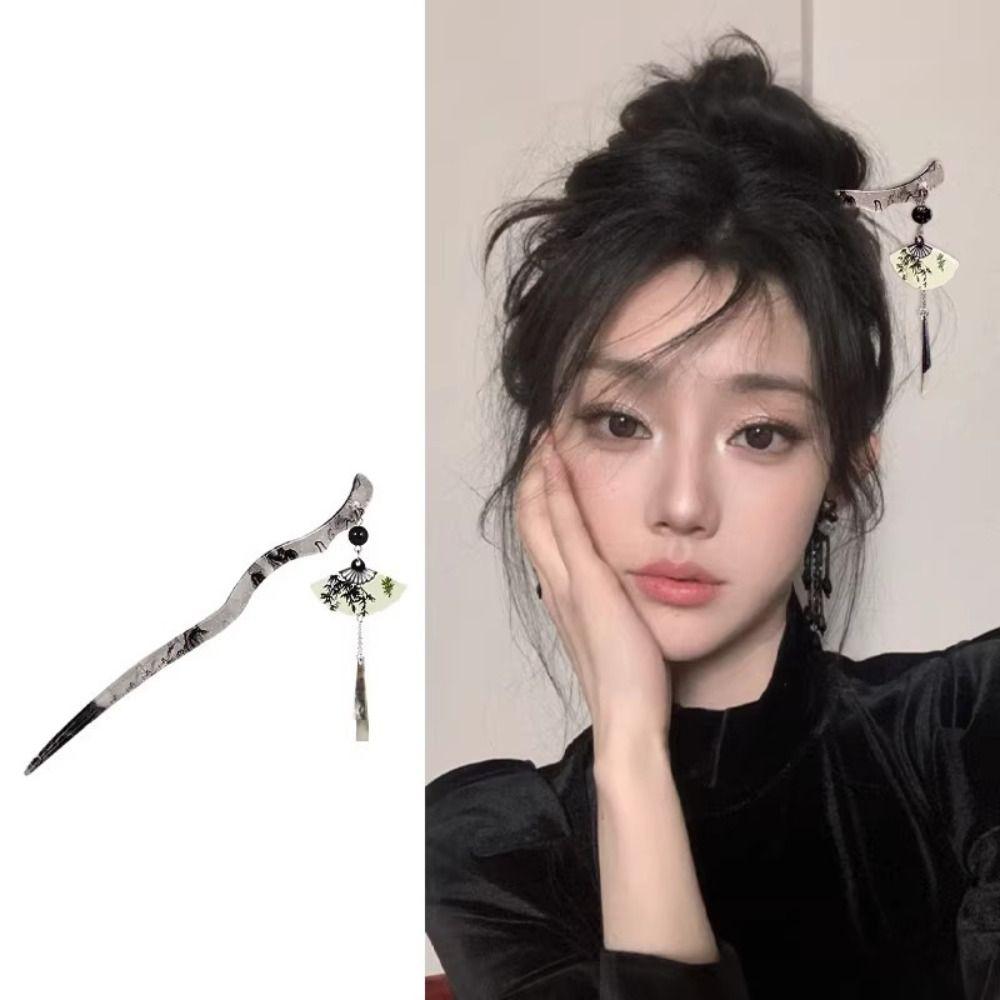 Alloy Hairpin Fan-shaped Tassel Updo Hairpin Hot Fan-shaped Tassel Hairpin for Flaggy Dress Hanfu