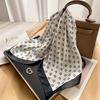 Elegant French Square Scarf Unique Printed Neck Shawl Stylish Multi-Functional Bandana Neck Protector Simulated Silk Scarf