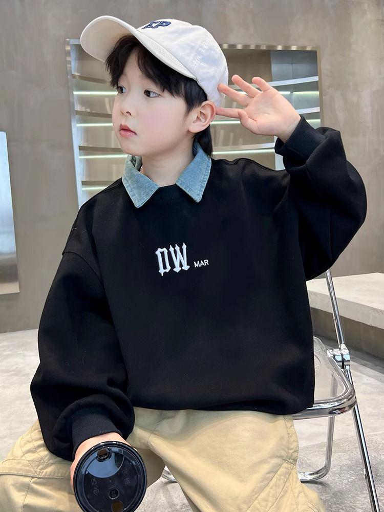 2025 New Boys' Polo Sweatshirt - Spring/Autumn Style, Trendy T-Shirt for Big Boys