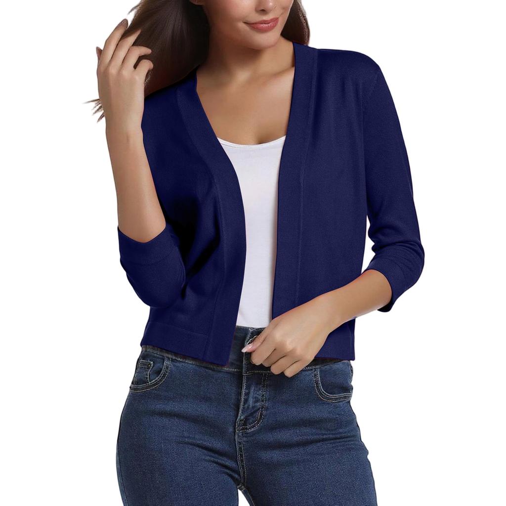 Women's Fashion Versatile Short Jacket Knitted Cardigan Colour Tops