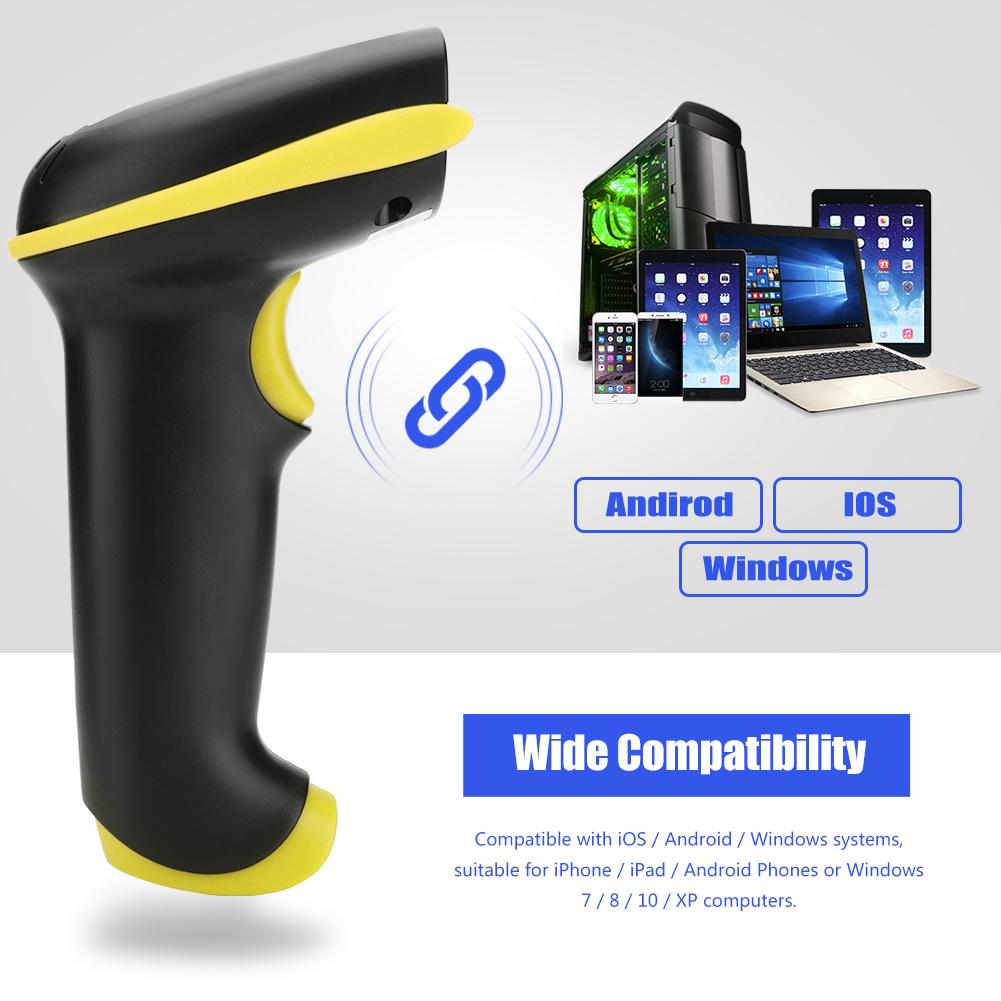 Hand Held Wireless 2.4GHz Laser Barcode Bar Code Scanner Reader for iOS Android Windows Yollow