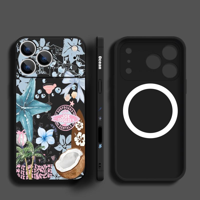 Magnetic For Magsafe Case For iPhone 17 Pro Max Jellyfish Whale Sharks Print Soft Silicone Phone Back Cover For iPhone 16 15 14 13 Pro Max 16e 17e