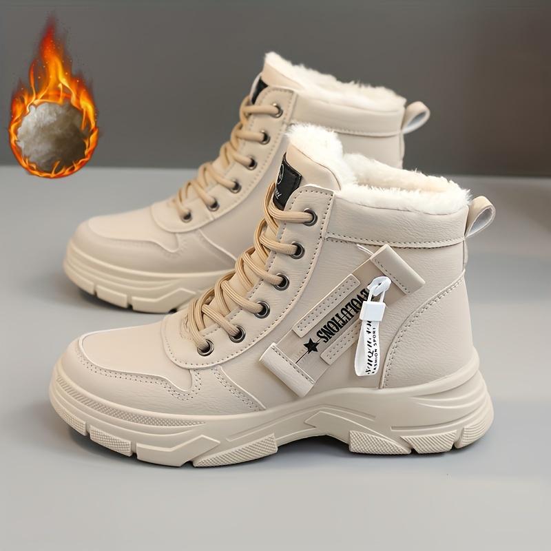Botas de nieve de invierno para mujer cálidas y cómodas con cremallera lateral y forro polar, zapatos impermeables