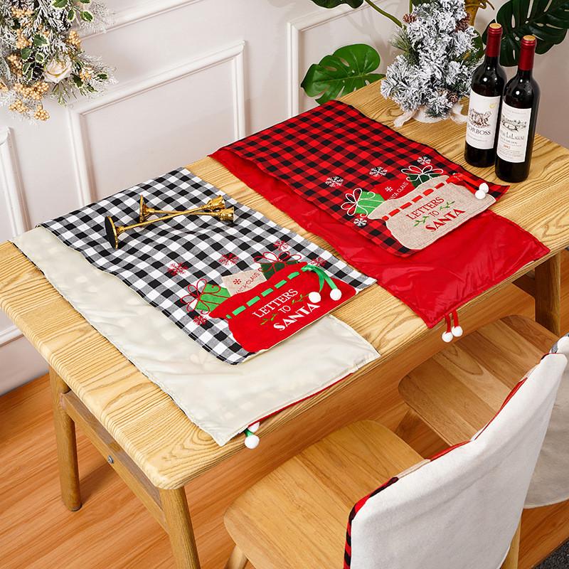 Decor Christmas Home Linen Gingham Table Flag Creative Decorative Goods Item