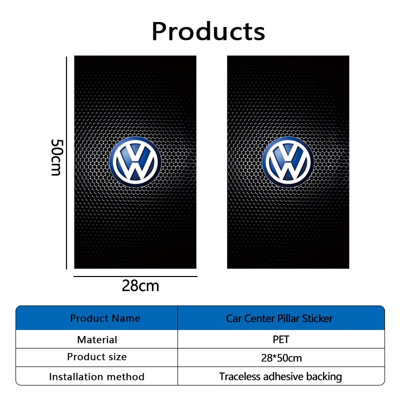 For VOLKSWAGEN VW 2Pcs Car Center Pillar Sticker Auto Logo Decorative Accessories For Volkswagen Tiguan Passat Golf Polo Touareg