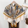 1116 New Cotton and Linen Shawl Spring and Summer Retro Style Flower Printing Silk Scarf Elegant Soft Skin-friendly Foreign Style Scarf