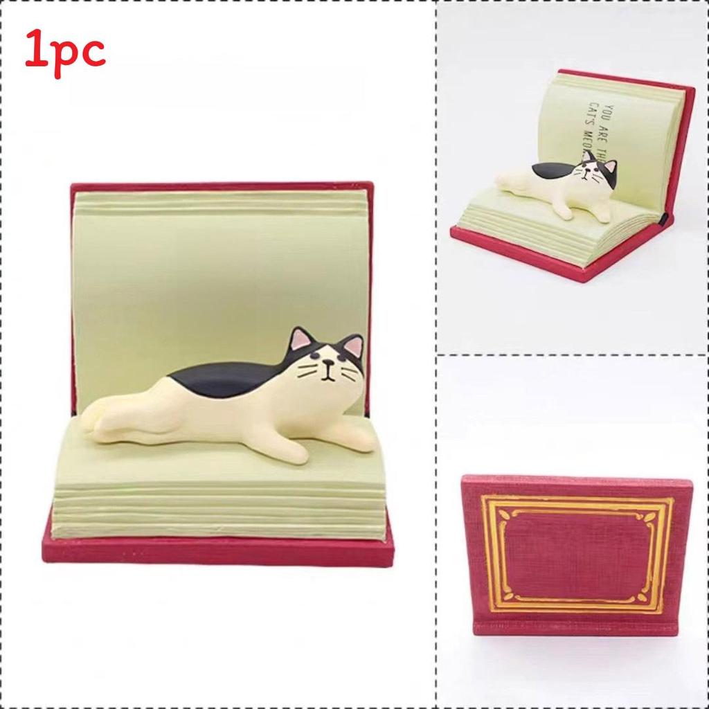 Resin Creative Cat Book Stand With Cartoon Style For Home Office Decor