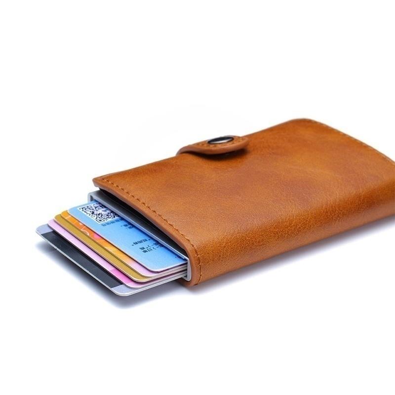 Rfid ID Card Holder Luxury Purse Wallet Men Passport Holder Small Smart Metal Bank Credit Leather Cardholder for Women Card Bag