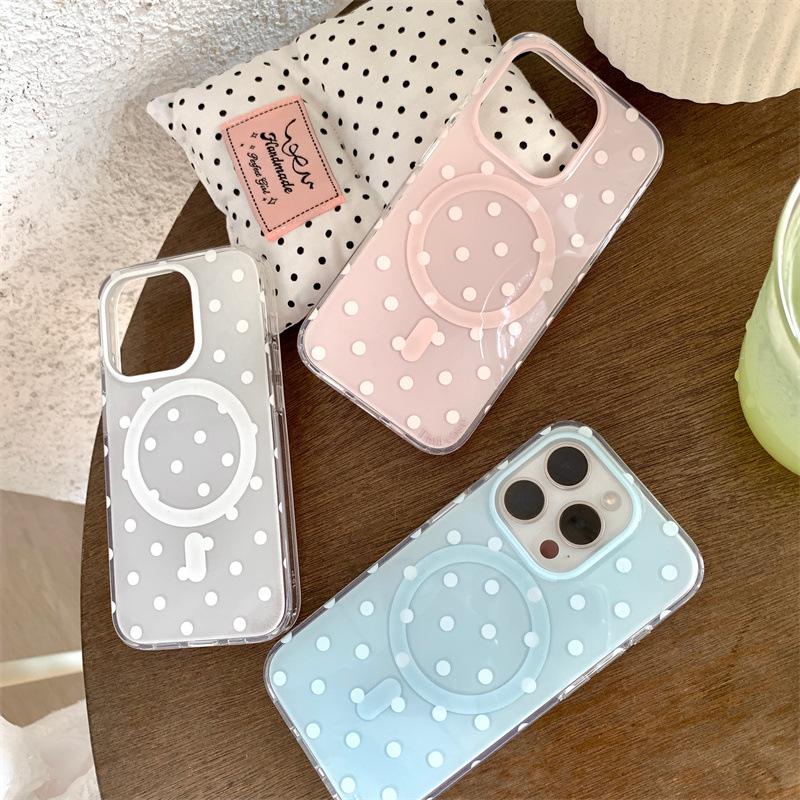 Dopamine Polka Dot Magnetic Stand Case for iPhone 17/16 Pro Max/15/14 - Premium Feel