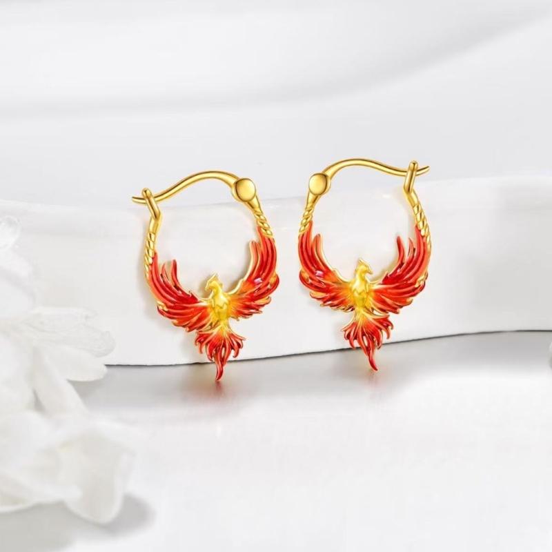Stylish Phoenixes Design Earrings Allergy Resistant Alloy Lightweight For Daily Wear And Special Occasions