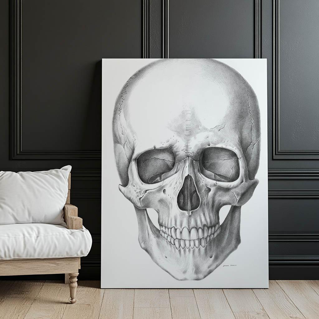 Czaszka (Front) - Plakat Anatomiczny Czaszka (Front) - Plakat Anatomiczny, 50X70 Cm, Bez Ramy, Płótno Premium Na Blejtramie