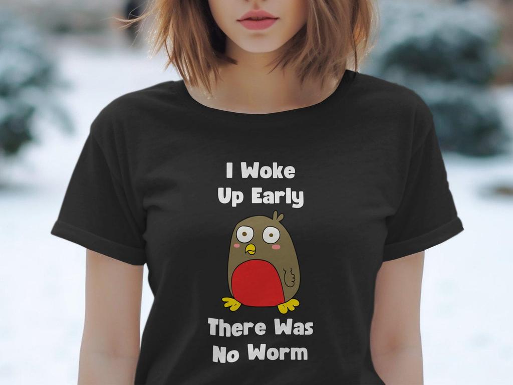 Funny Cartoon Bird T-Shirt, Cute Animal Graphic Tee, Quirky Bird Illustration Shirt, Unique Design, Casual Wear, Perfect Gift