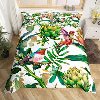 Hummingbird Bedding Set Luxury Floral Birds Duvet Cover Watercolor Nature Flower Scenery Comforter Cover Polyester Quilt Cover