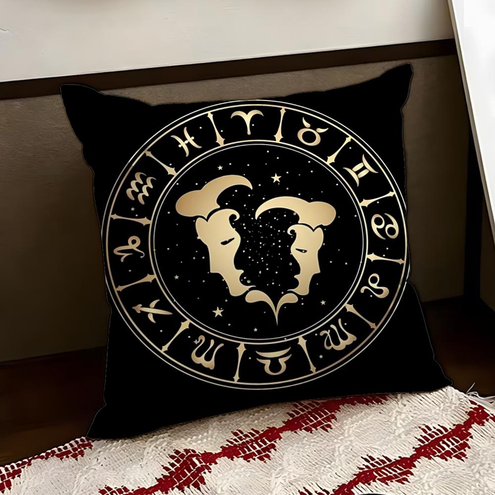 Luxury Twelve Constellation Cushion Cover Reversible Soft Durable Pillow Cover Home  Car MultiScene Use for Daily Comfort