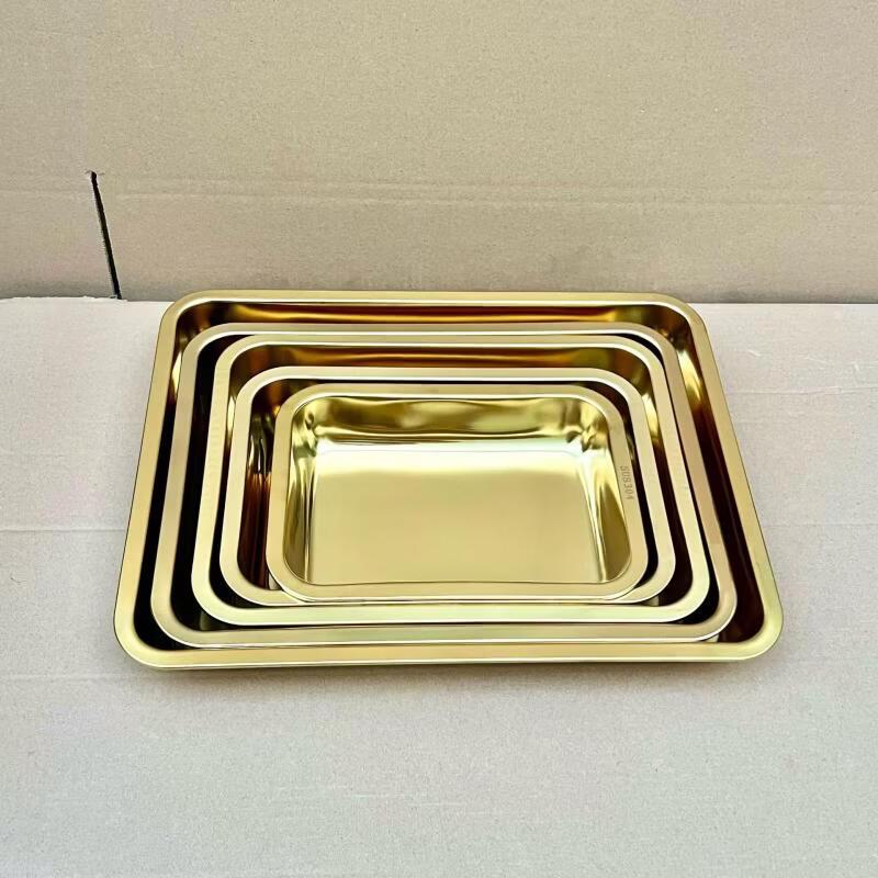 Plateau rectangulaire doré en acier inoxydable 304 UOSUU OSU