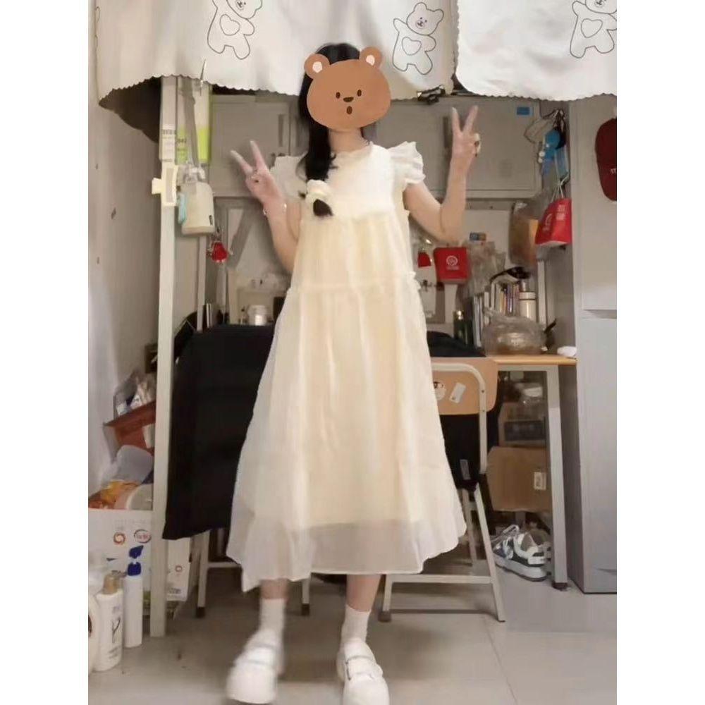 Summer French Tea Break Cap Sleeve Dress - Fresh, Age-Reducing, Loose, Slimming Vest Design