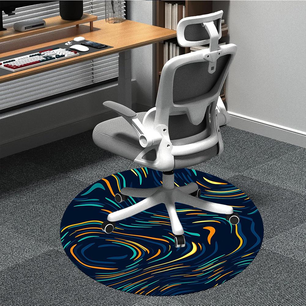 1pc Wave Swirl Office Round Area Rug,  Mat Suitable ForOffice, Under Office Chairs Bedroom Living Room Home Decor, Room Deco
