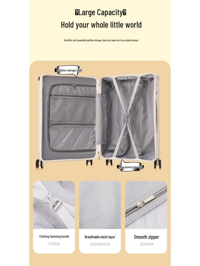 Women's Sturdy Carry-on Suitcase Set: 20-Inch, 24-Inch, & 26-Inch with Combo Lock, Large Capacity, Durable Design.
