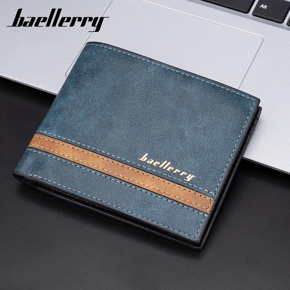 

Baellerry Men s Retro Color Block Zipper Wallet with Multiple Card Slots - Slim and Stylish синий