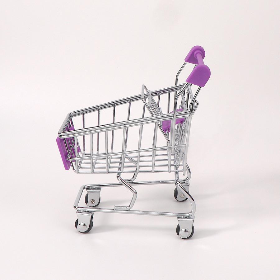 Toy Small Metal Shopping Cart Interactive Features For Kids Role Games Playing