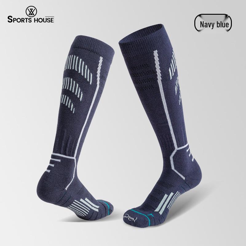 Sport'sHouse Men's Thick Wool High Tube Ski Socks with Terry Bottom