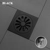 Matně černý mosazný sprchový žlab Koupelnová podlahová vpusť Vložka pro dlaždice Čtvercové protizápachové odpadní mřížky 100MM Bronzová rohová podlahová vpusť