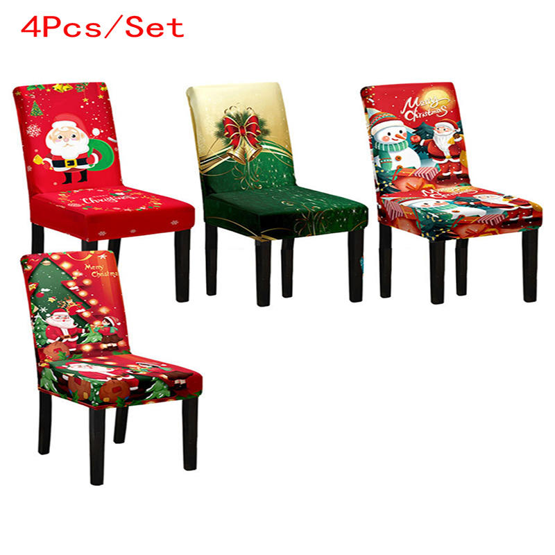 Elastic Dining Chair Cover For Christmas Atmosphere Decoration Suitable For High Back Dining Chair Cover Atmosphere Decoration