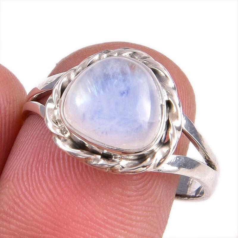 

Natural Rainbow Moonstone Gemstone Handmade 925 Solid Silver Gift Ring S.9 F8b53