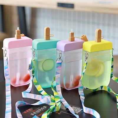 1Pc 300ml/10.14oz Summer Water Cup, Portable Cup, Straw, Anti Drop Water Bottle, Children's and Adults' Universal Water Cup