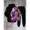 Men'S Casual Outfit Featuring a 3D Printed Lion Flame Galaxy Hoodie And Sweatpants, Perfect for Street Style in Winter And Fall