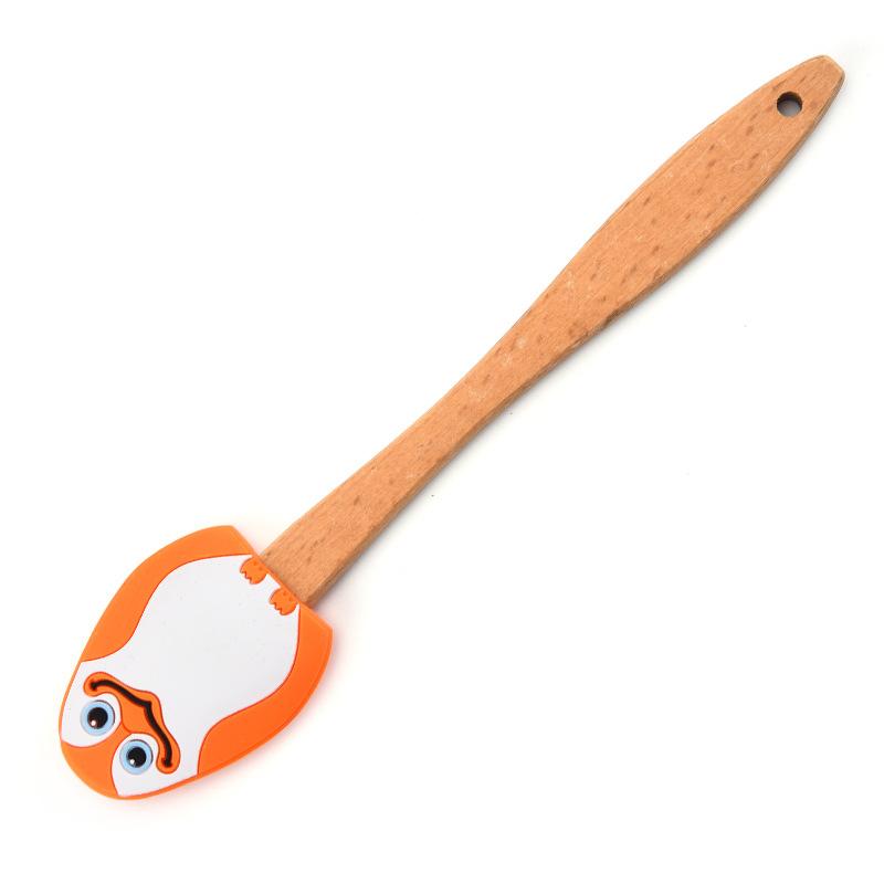 Creative Penguin Silicone Smooth Spatula Wooden Handle Cream Spatula Cake Decoration Cream Cake Spatula Baking Tool Accessories