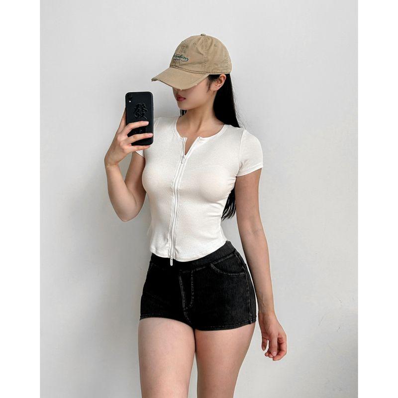

Fine Threaded Figure Flattering Light Slim Short-Sleeved Tops Yoga CHESTNUT L