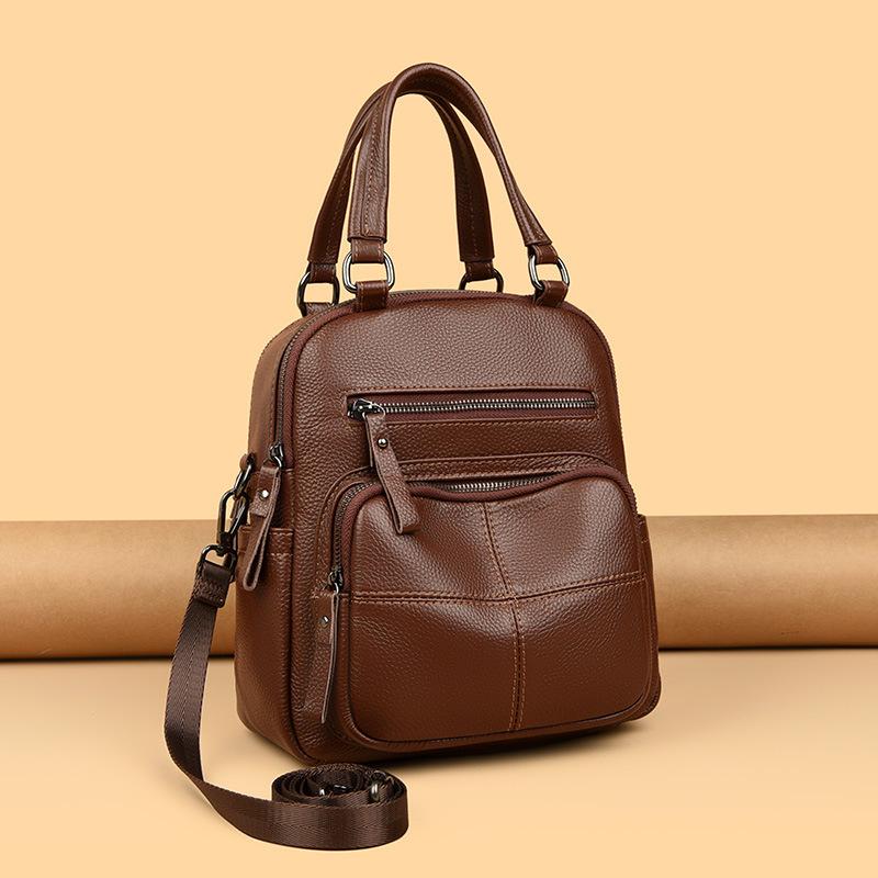 Star first-layer cowhide backpack women's bag trendy multi-functional shoulder backpack portable leather women's bag