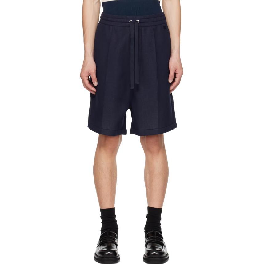 Amiparis Ss23 Solid Color Drawstring Loose Sports Shorts Men shorts Navy-Blue HSO615750-491