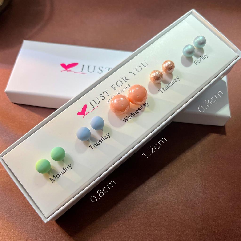 Pearl Stud Earring Gift Set: Fall/Winter French Sugar Cube Design for Elegant Style