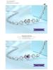 Zhenrong 925 Silver Heart Bracelet with Purple & White Diamonds