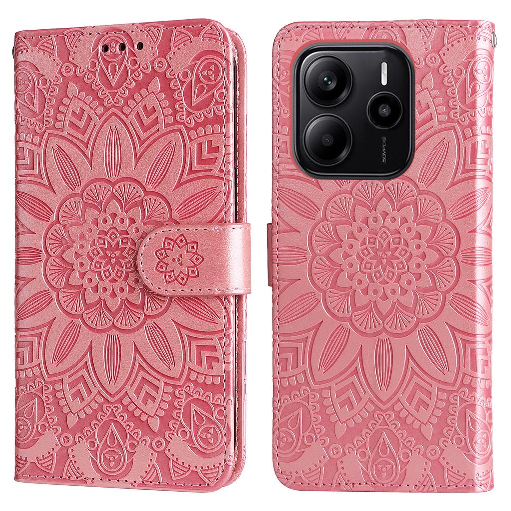 For Xiaomi Redmi Note 14 4G (163.25x76.55x8.16mm) Case Sunflower Imprint Leather Wallet Phone Cover