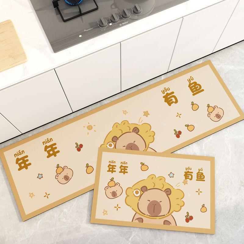 Cartoon Kitchen Floor Mat, Water-absorbing, Dirt-resistant and Non-slip Mat, Household Diatom Mud Floor Mat, Restaurant Bar Floor Mat, Diatom Mud