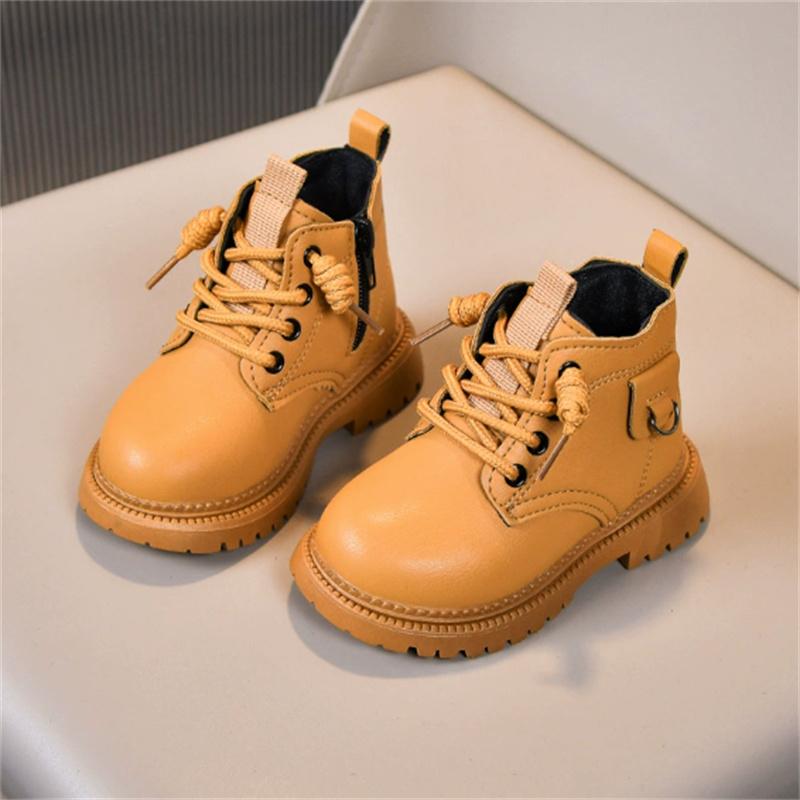 Autumn Children Boots Pu Leather Boys Shoes Rubber Sole Ankle Boots For Girls Zip Side Toddler Baby Shoes