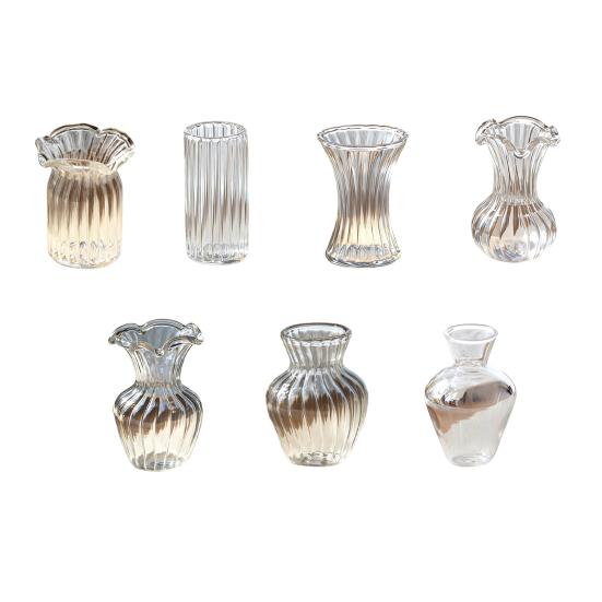 Mini Glas Blumen Dekoration Handgeblasen Kunstkristall Pflanzen Kleine Blumenvase Schmuckstück für Muttertag Geburtstagsgeschenke