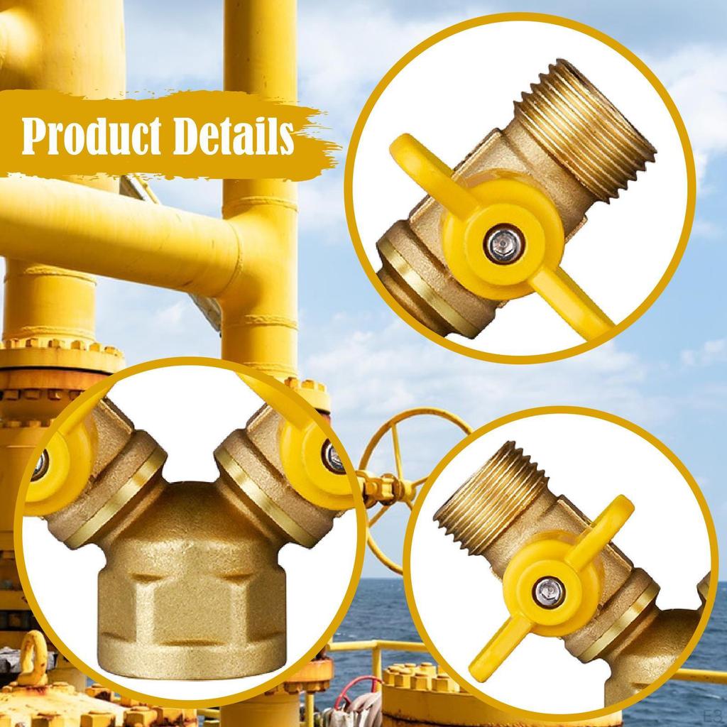 Robinet de închidere cu trei căi în formă de Y pentru gaz, compact, de schimb, conector splitter pentru furtun cu