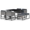 VidaXL Garden Lounge Set 9 Pcs with Cushions Wicker Grey