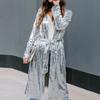Women's Fashion Casual  Sequins Long Button Belt Coat Cardigan