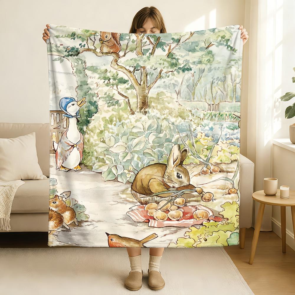 Manta de dibujos animados P Peter R Rabbit Suave y respetuosa con la piel Para sofá Cama Siesta Colcha Edredón para todas las estaciones